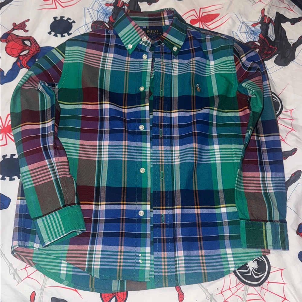 Ralph Lauren Blue and Green Plaid Shirt